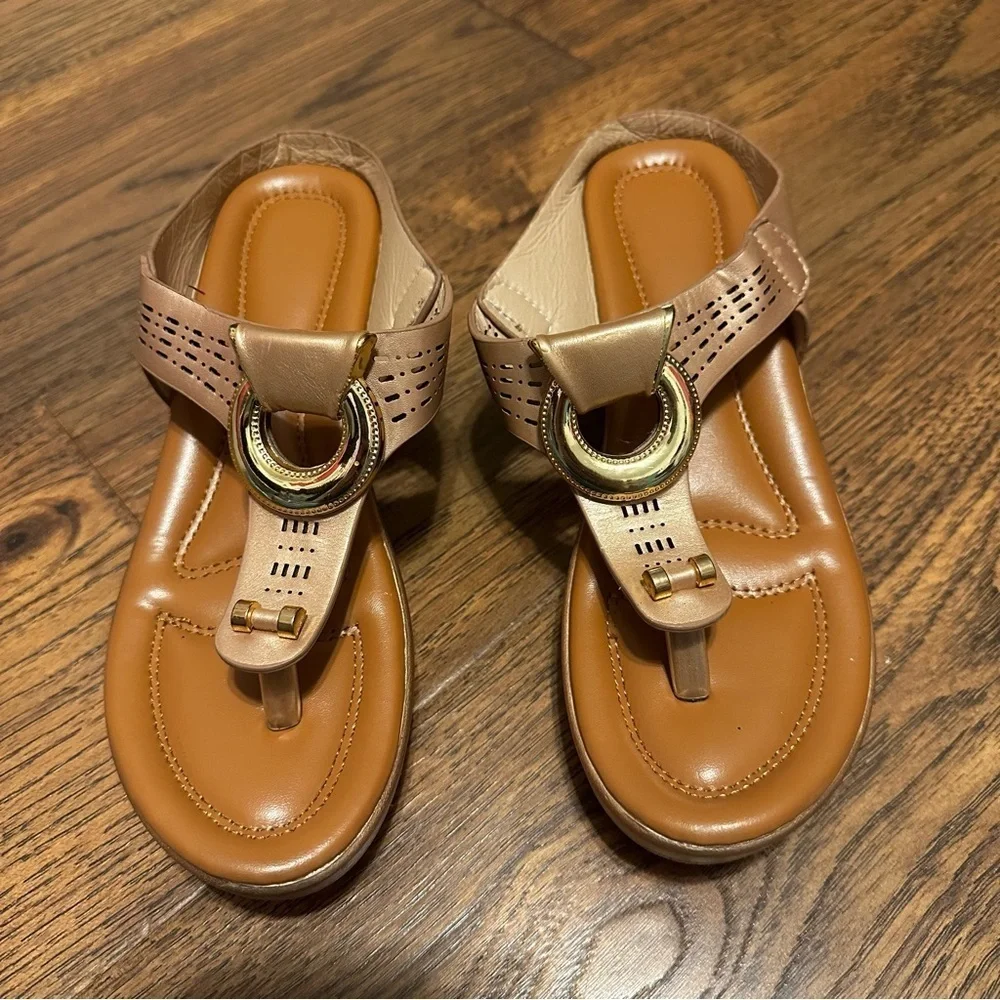 Brown Wedge Sandals - Super Cute - Size 37
